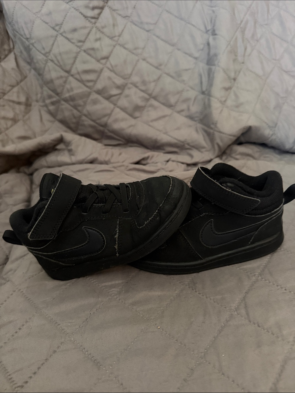 Nike Kids Black High-Top Sneakers with Hook-and-Loop Strap